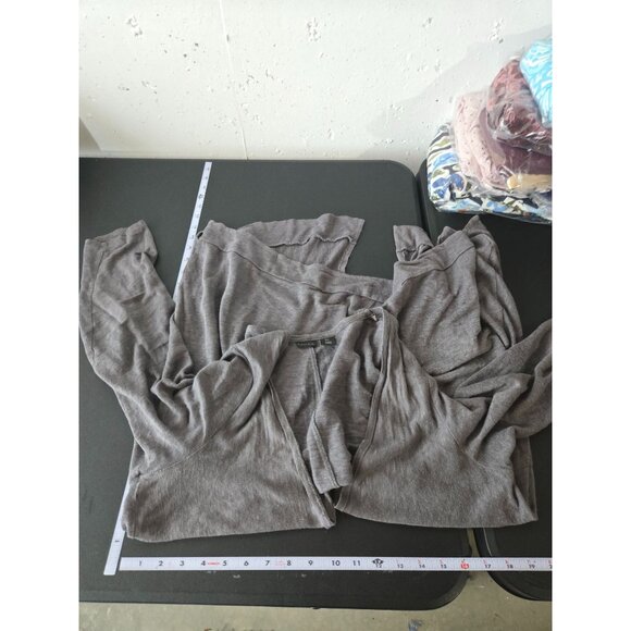 Tahari Womens 100% Linen Gray Open Front Cardigan Sweater Size Large Coastal - Picture 8 of 9